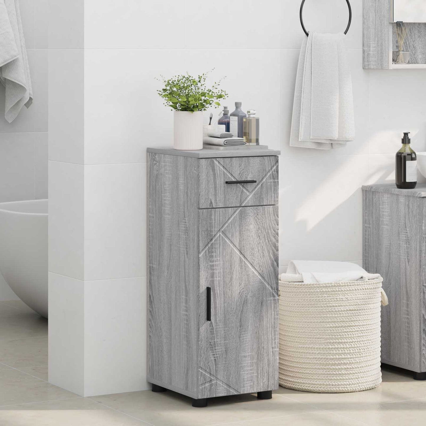 Badezimmerschrank Sonoma-Grau 30 x 35 x 80 cm