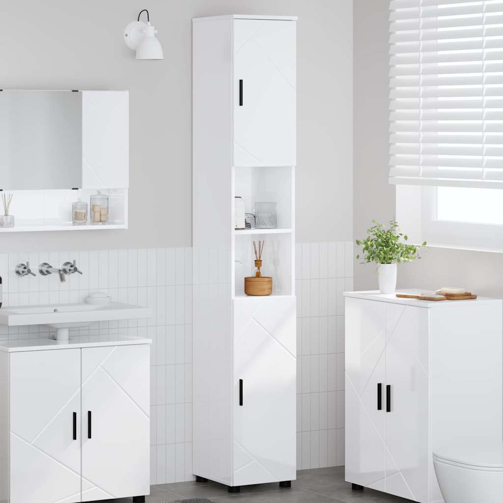 Badezimmerschrank Hochglanz Weiß 30 x 35 x 192 cm