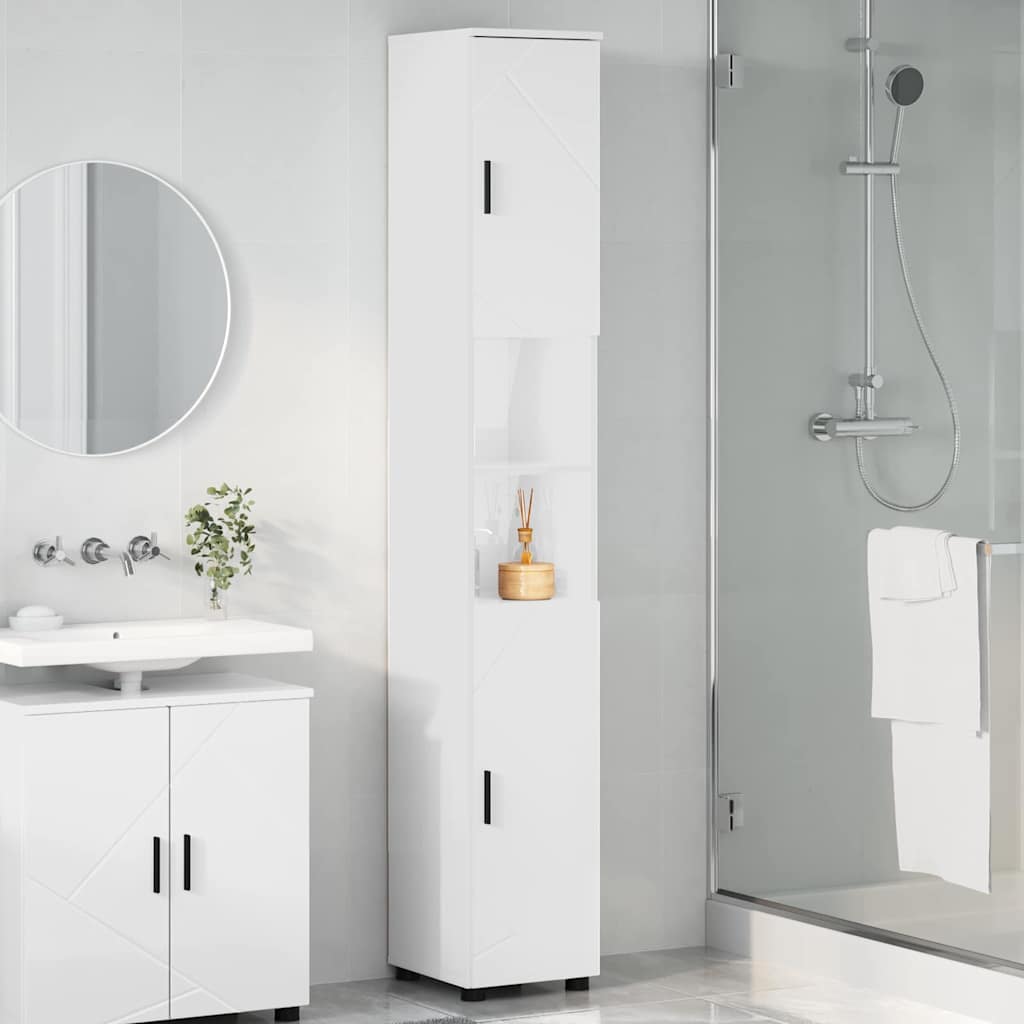 Badezimmerschrank Hochglanz Weiß 30 x 35 x 192 cm