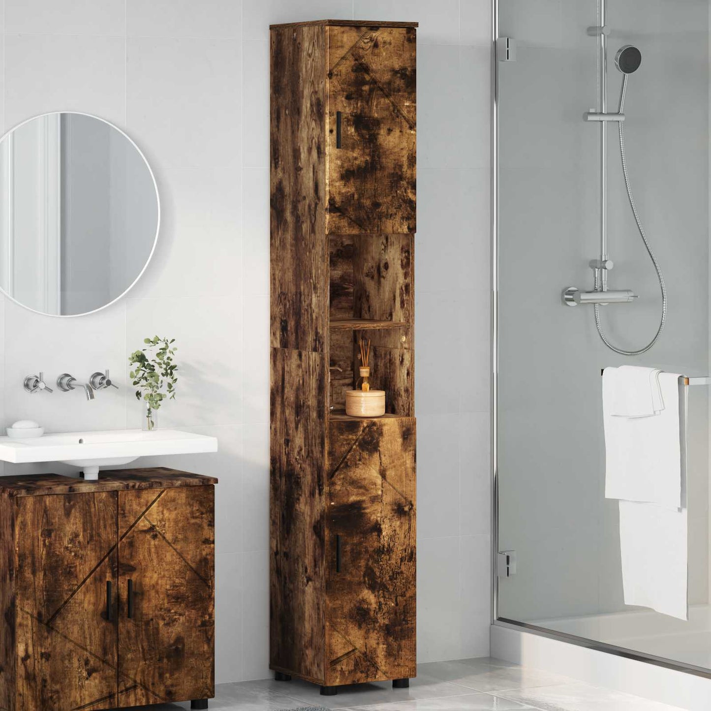 Badezimmerschrank Geräucherte Eiche 30 x 35 x 192 cm