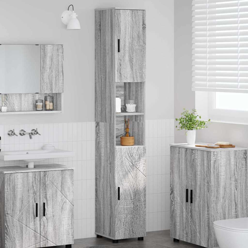 Badezimmerschrank Graues Sonoma 30 x 35 x 192 cm