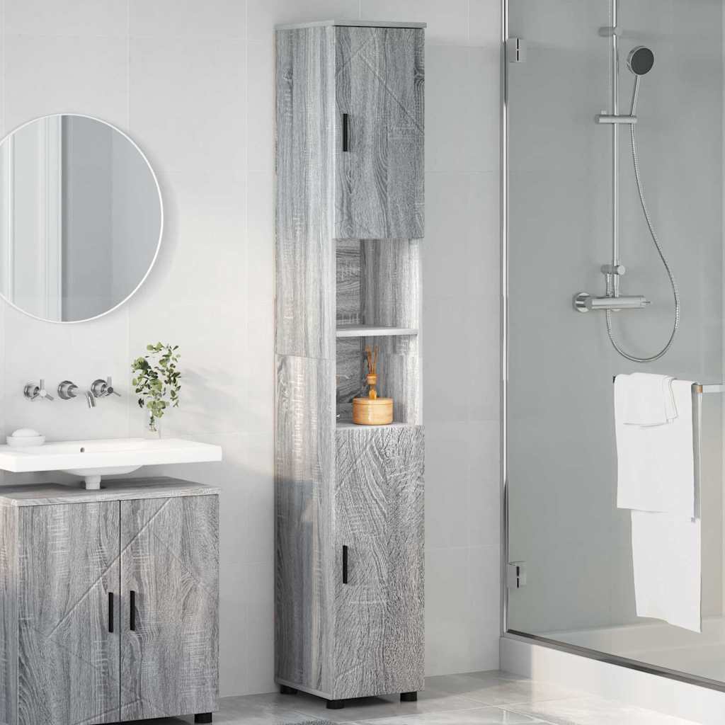 Badezimmerschrank Graues Sonoma 30 x 35 x 192 cm