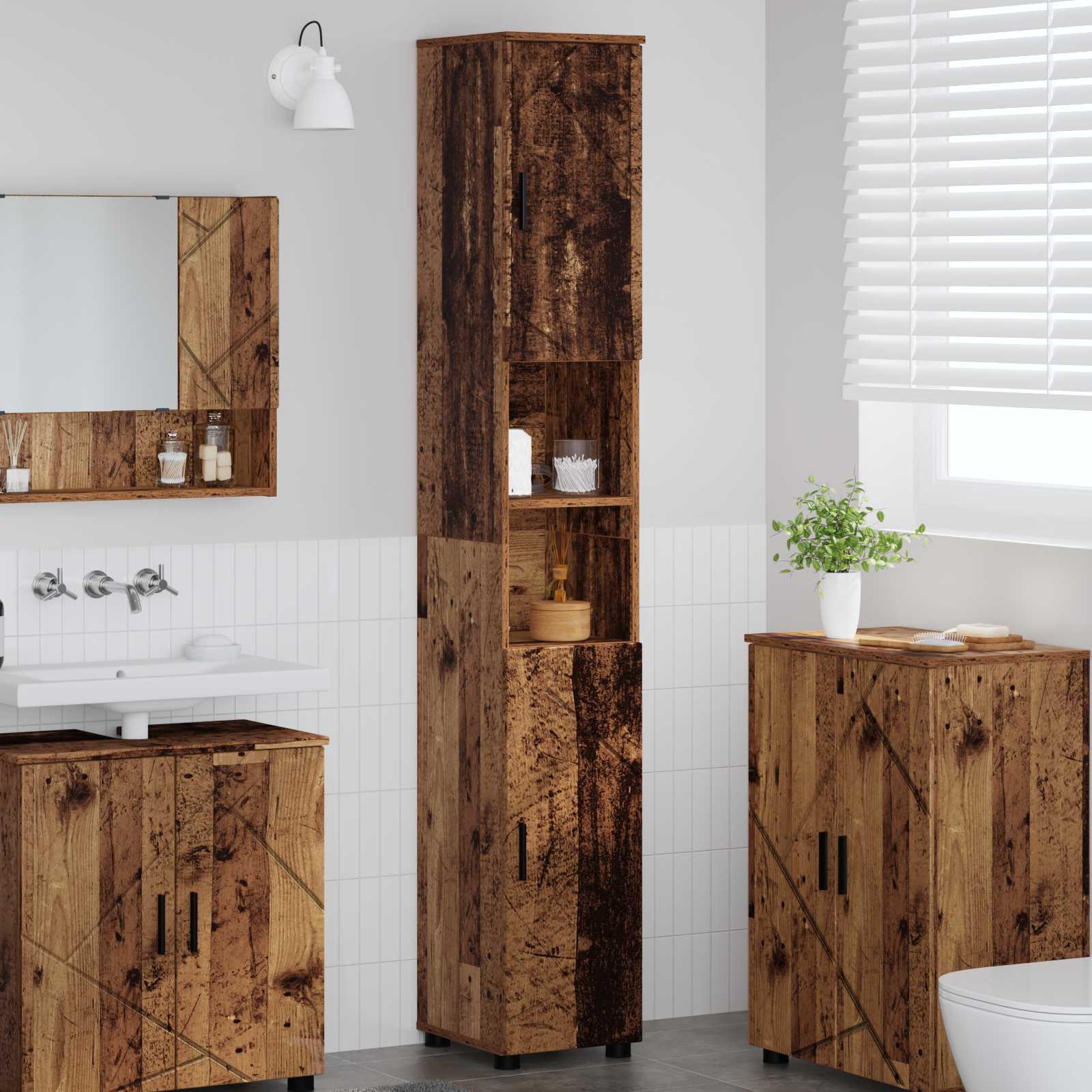 Badezimmerschrank Altholz 30 x 35 x 192 cm