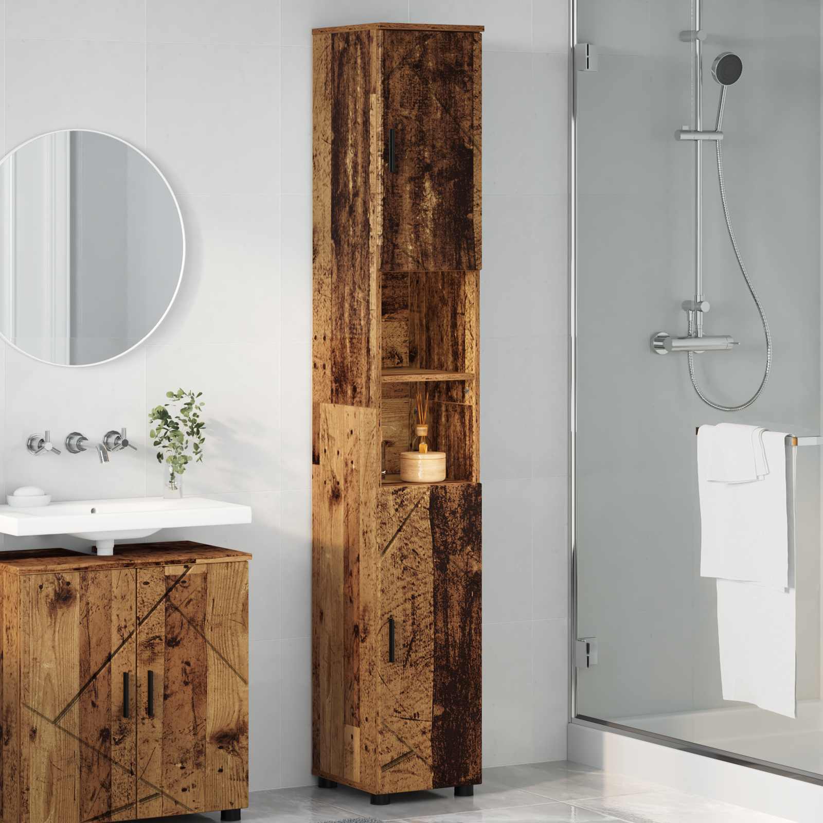 Badezimmerschrank Altholz 30 x 35 x 192 cm