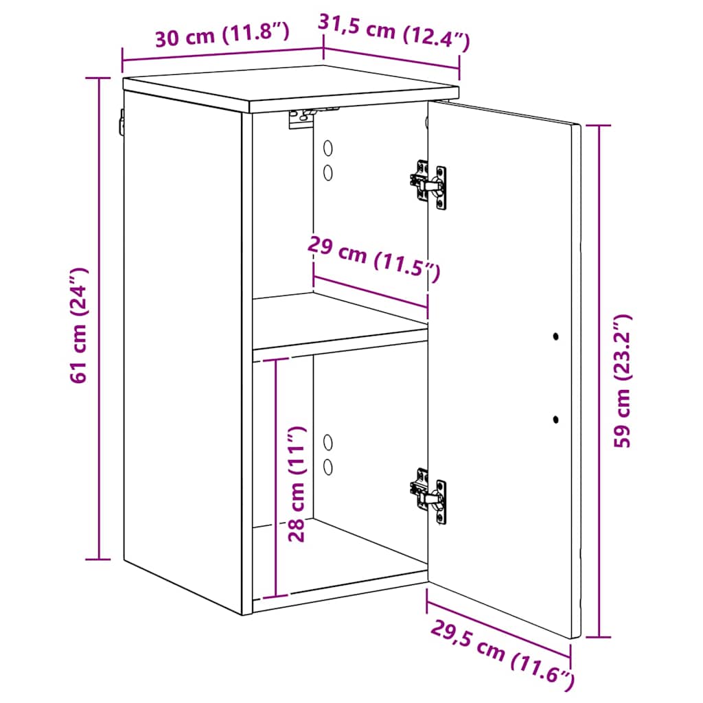 Badezimmerschrank Beton Grau 30 x 31,5 x 61 cm