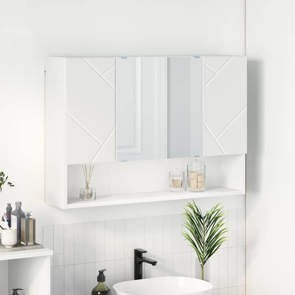 Spiegelschrank Weiß 80 x 17 x 55 cm Holzwerkstoff