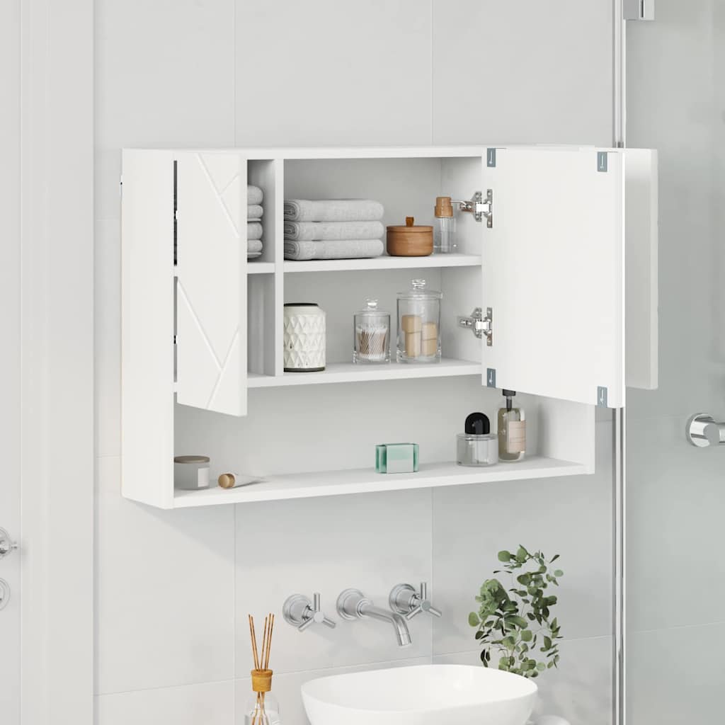 Spiegelschrank Weiß 80 x 17 x 55 cm Holzwerkstoff
