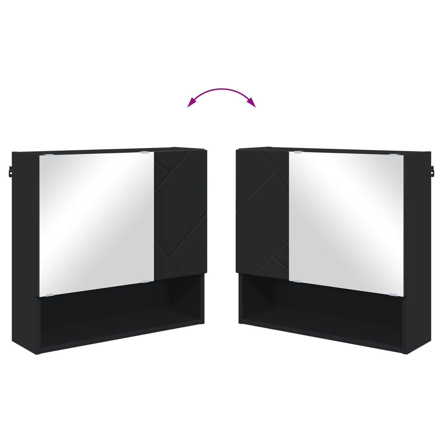 Spiegelschrank Schwarz 59 x 17 x 55 cm Holzwerkstoff