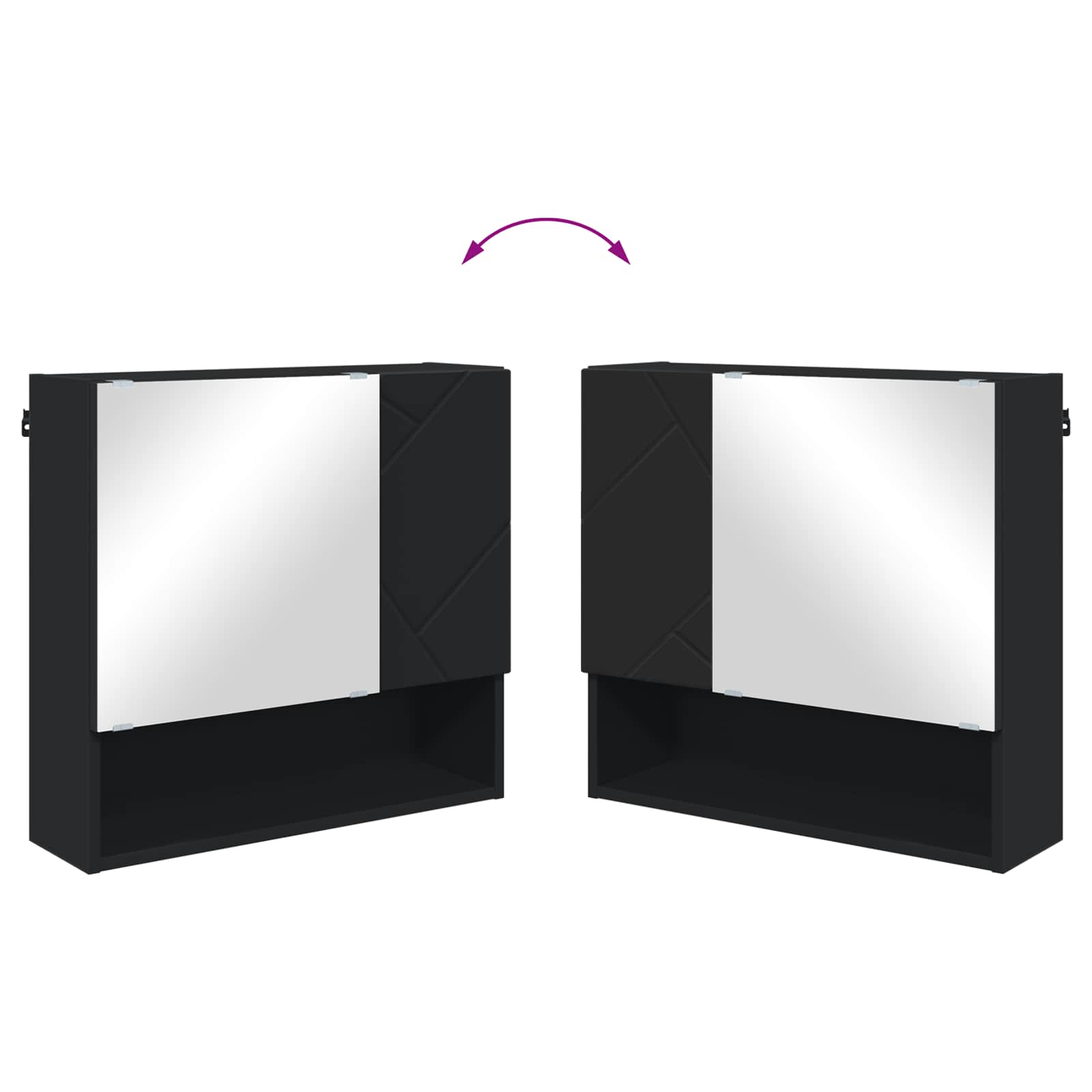 Spiegelschrank Schwarz 59 x 17 x 55 cm Holzwerkstoff