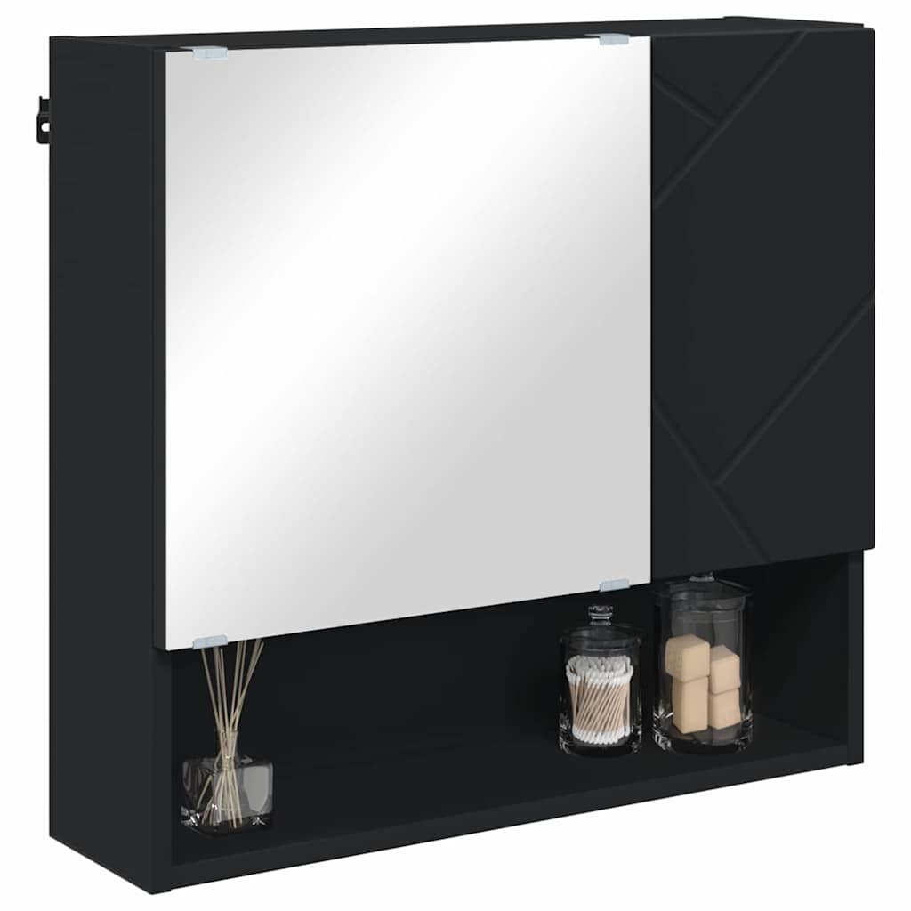 Spiegelschrank mit Tür Schwarz 59 x 17 x 55 cm Holzwerkstoff