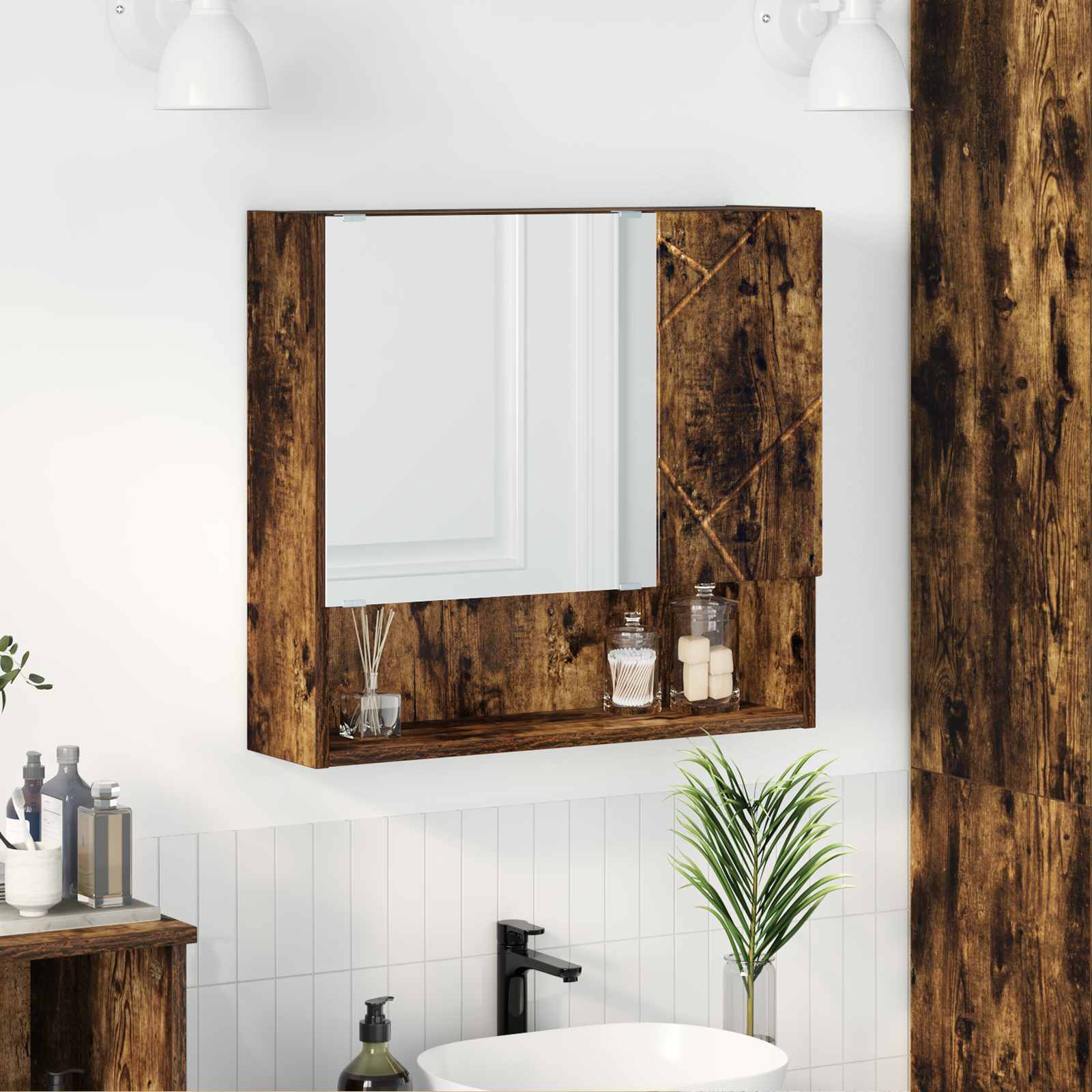 Spiegelschrank Geräucherte Eiche 59 x 17 x 55 cm Holzwerkstoff
