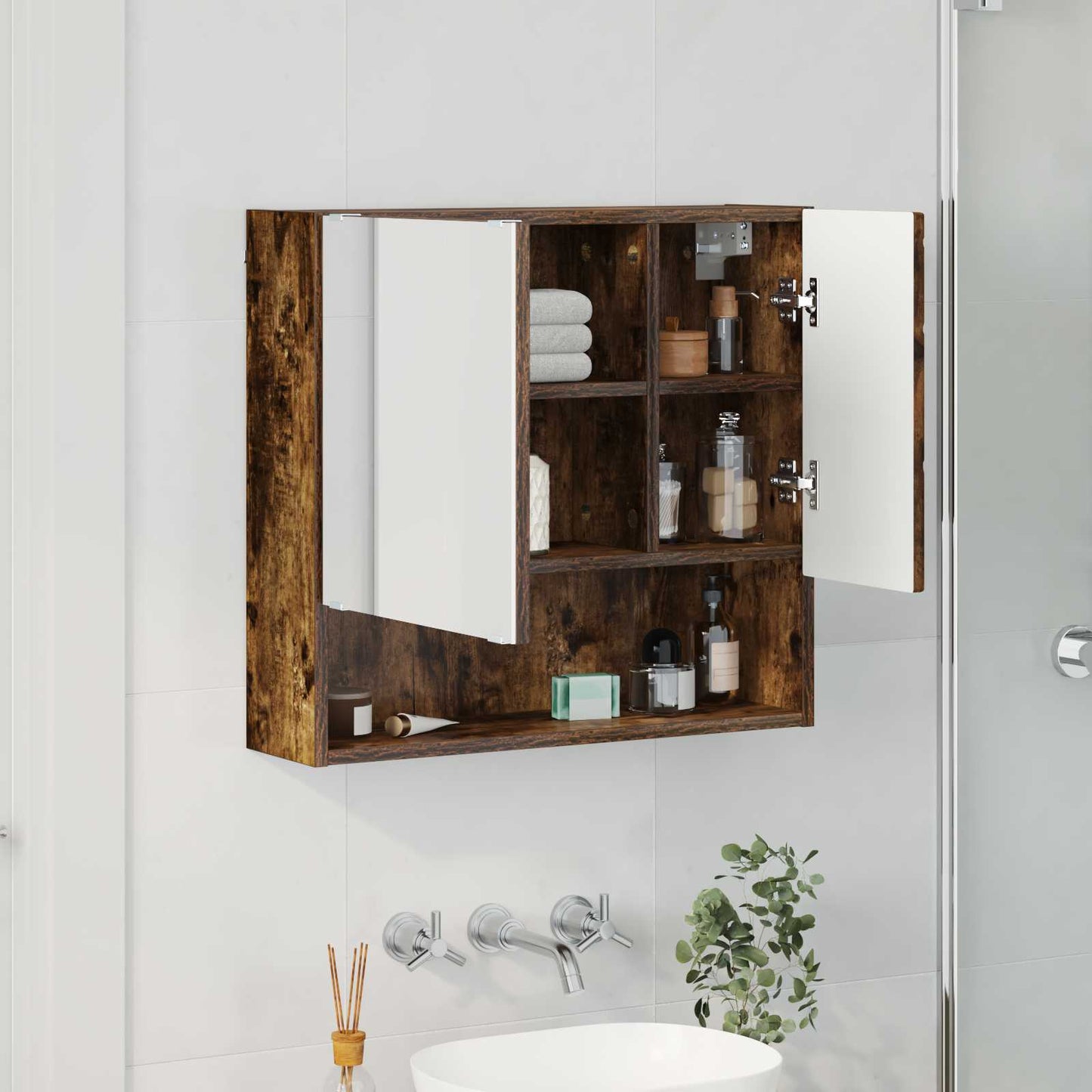 Spiegelschrank Geräucherte Eiche 59 x 17 x 55 cm Holzwerkstoff