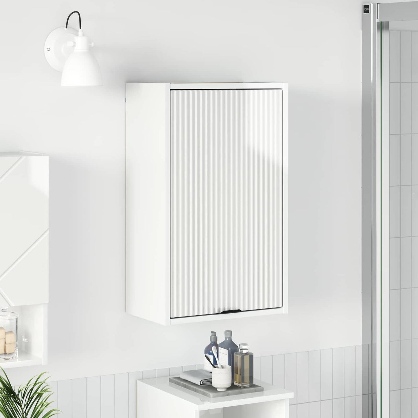 Badezimmerschrank Hochglanz Weiß 39 x 23,5 x 65 cm