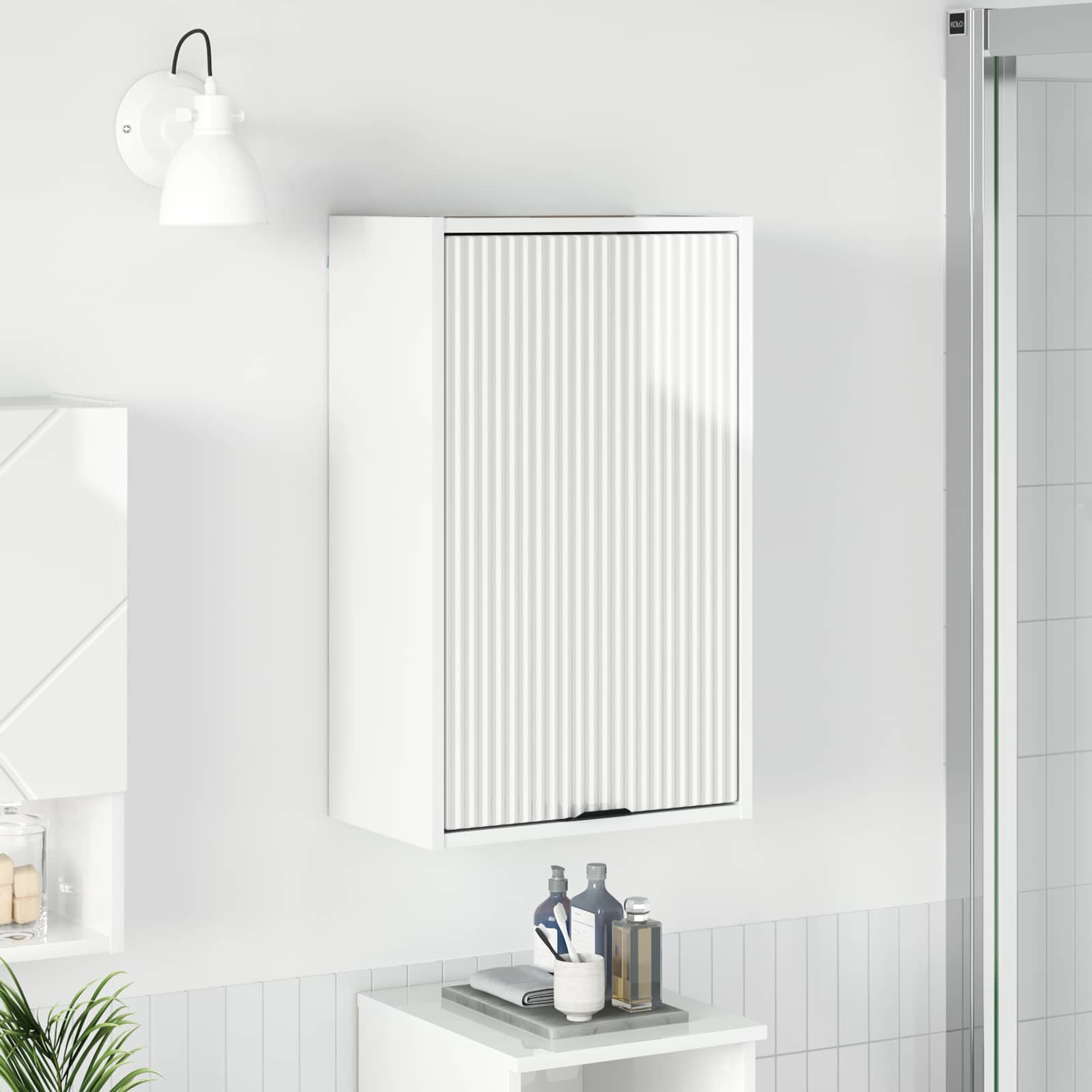 Badezimmerschrank Hochglanz Weiß 39 x 23,5 x 65 cm