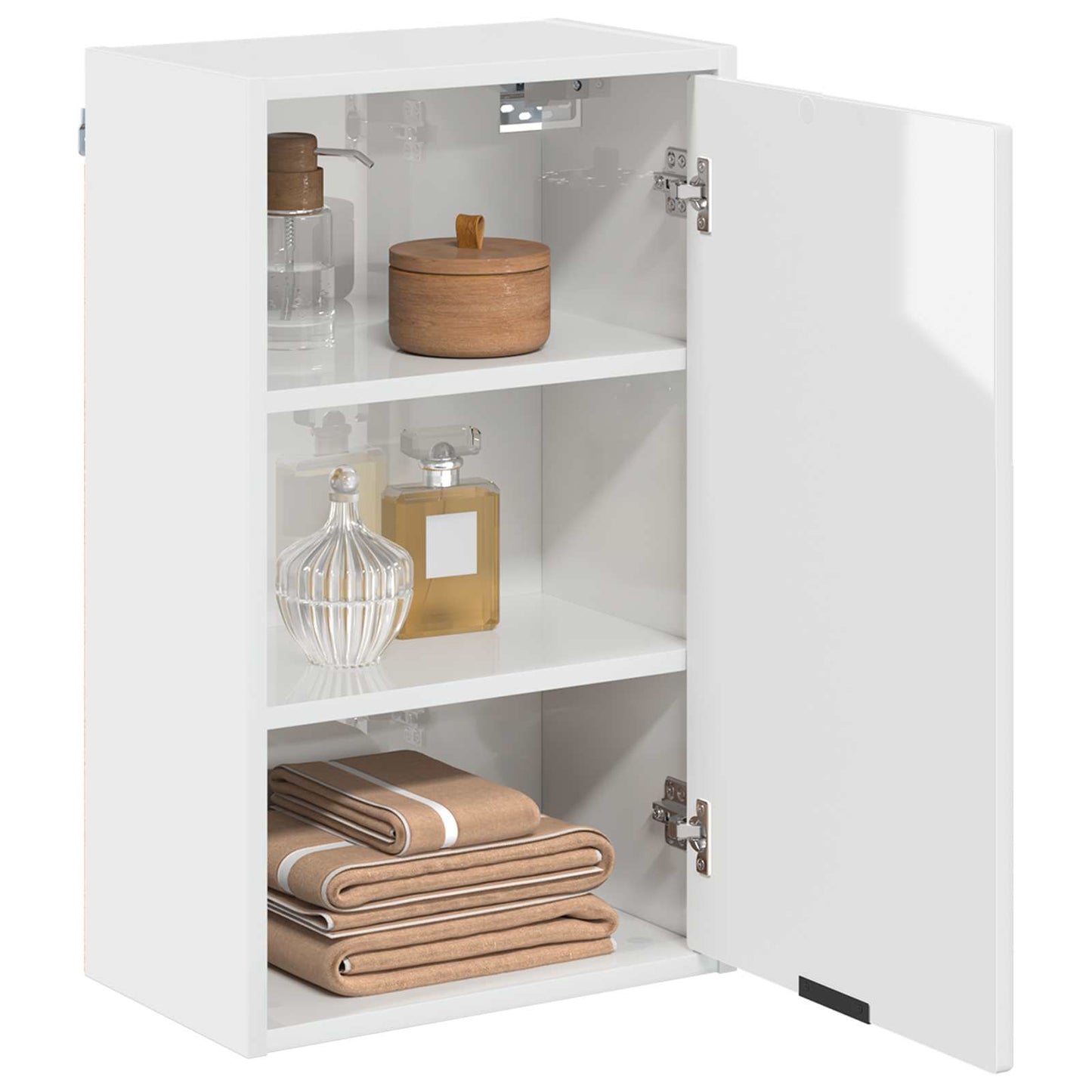 Badezimmerschrank Hochglanz Weiß 39 x 23,5 x 65 cm