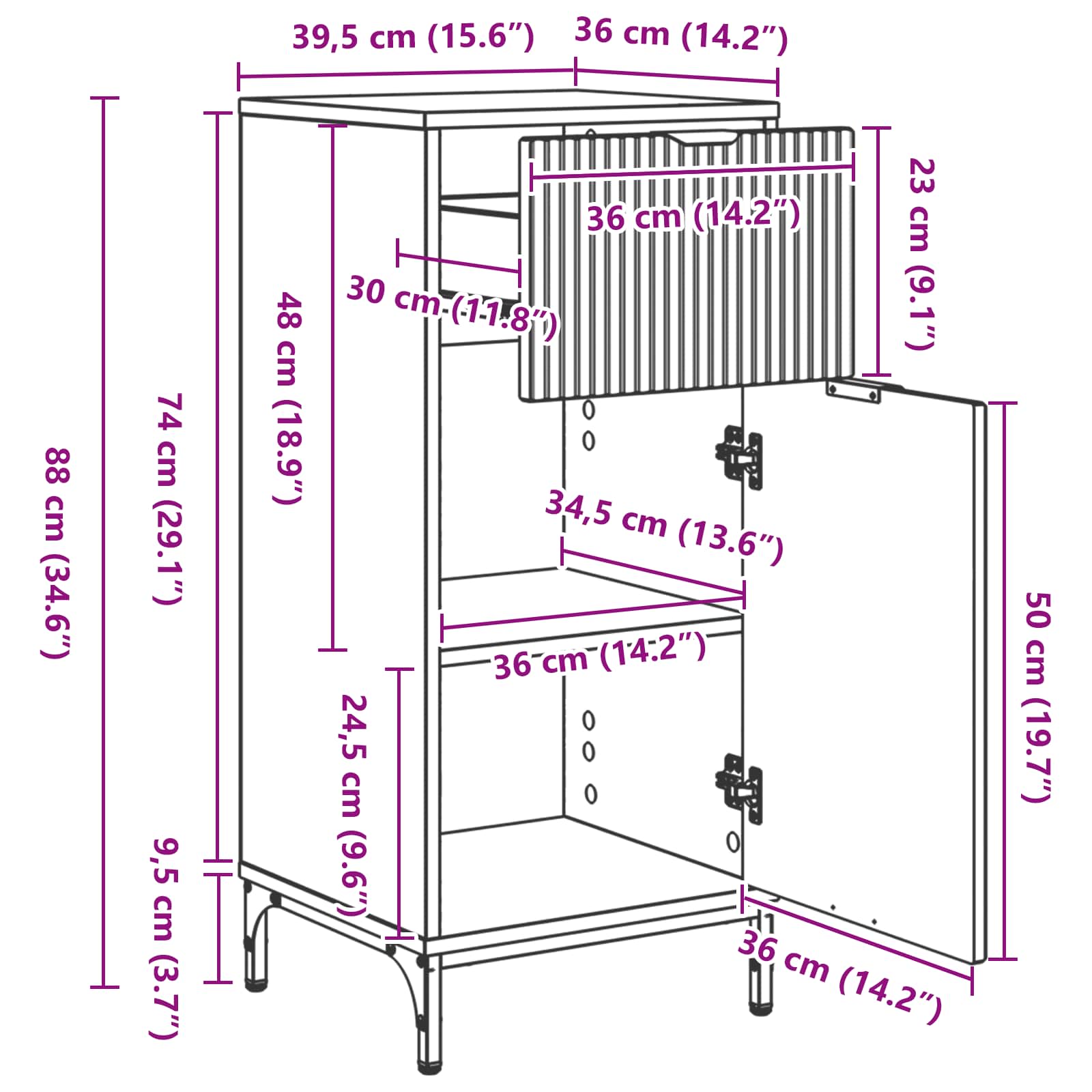 Badezimmerschrank Beton Grau 39,5 x 36 x 88 cm