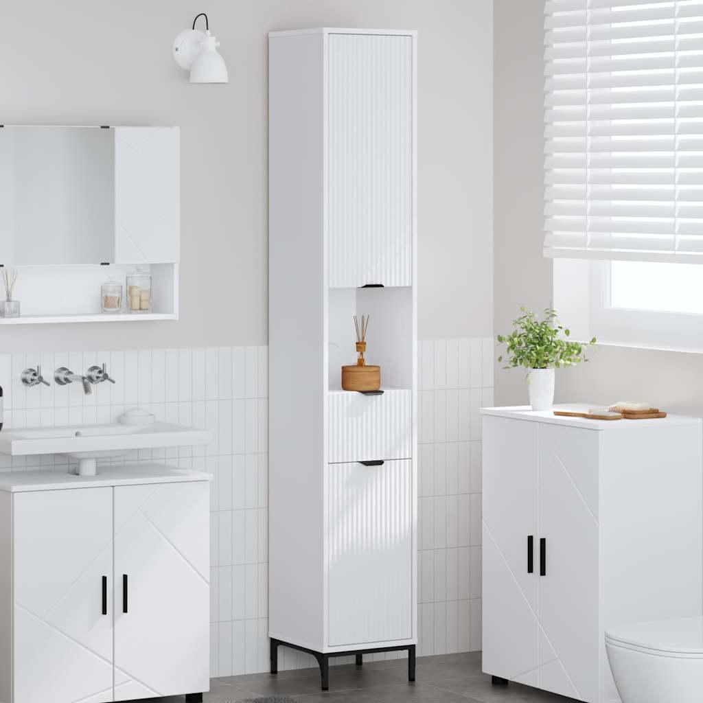 Badezimmerschrank Weiß 31,5 x 33 x 190 cm Holzwerkstoff, Metall