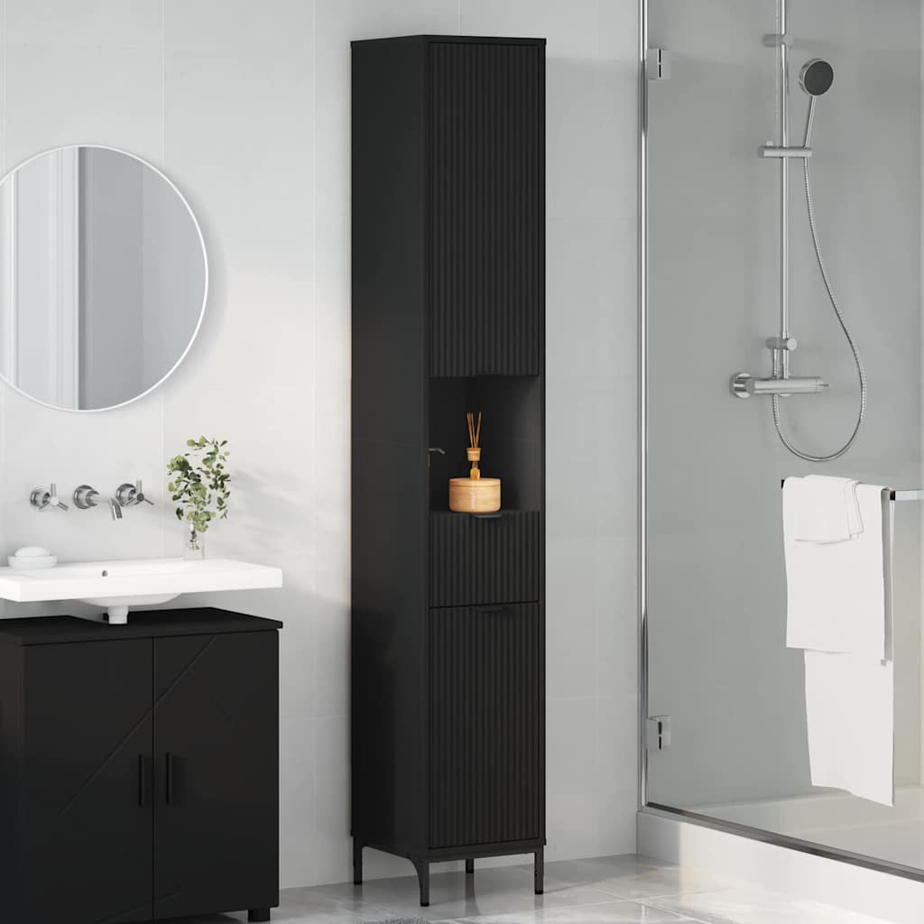 Badezimmerschrank Schwarz 31,5 x 33 x 190 cm