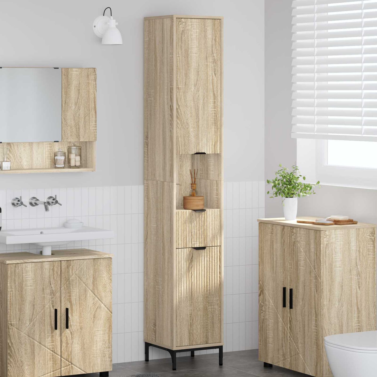 Badezimmerschrank Sonoma-Eiche 31,5 x 33 x 190 cm