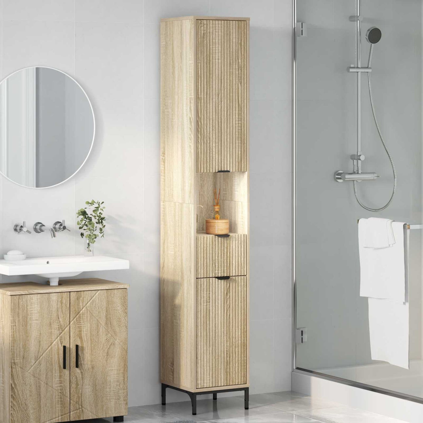 Badezimmerschrank Sonoma-Eiche 31,5 x 33 x 190 cm