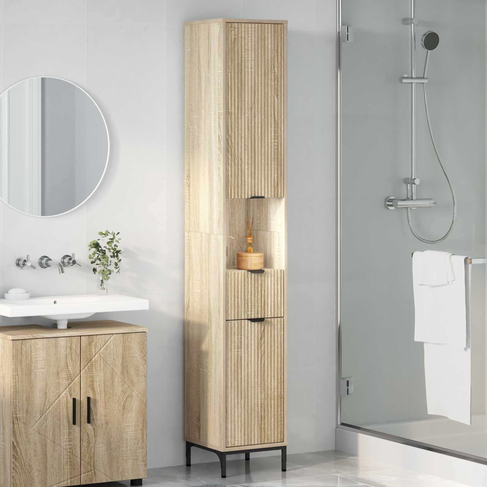Badezimmerschrank Sonoma-Eiche 31,5 x 33 x 190 cm