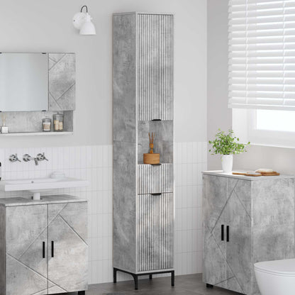 Badezimmerschrank Beton Grau 31,5 x 33 x 190 cm