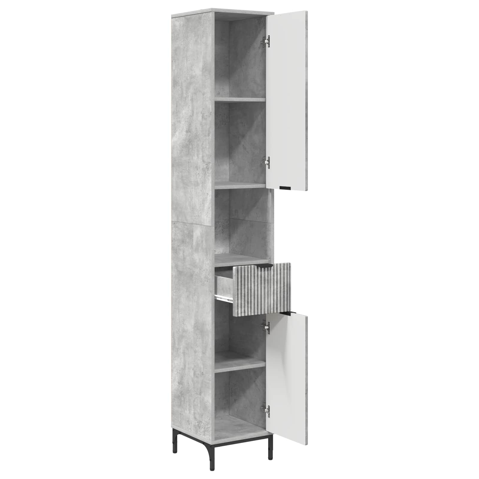 Badezimmerschrank Beton Grau 31,5 x 33 x 190 cm