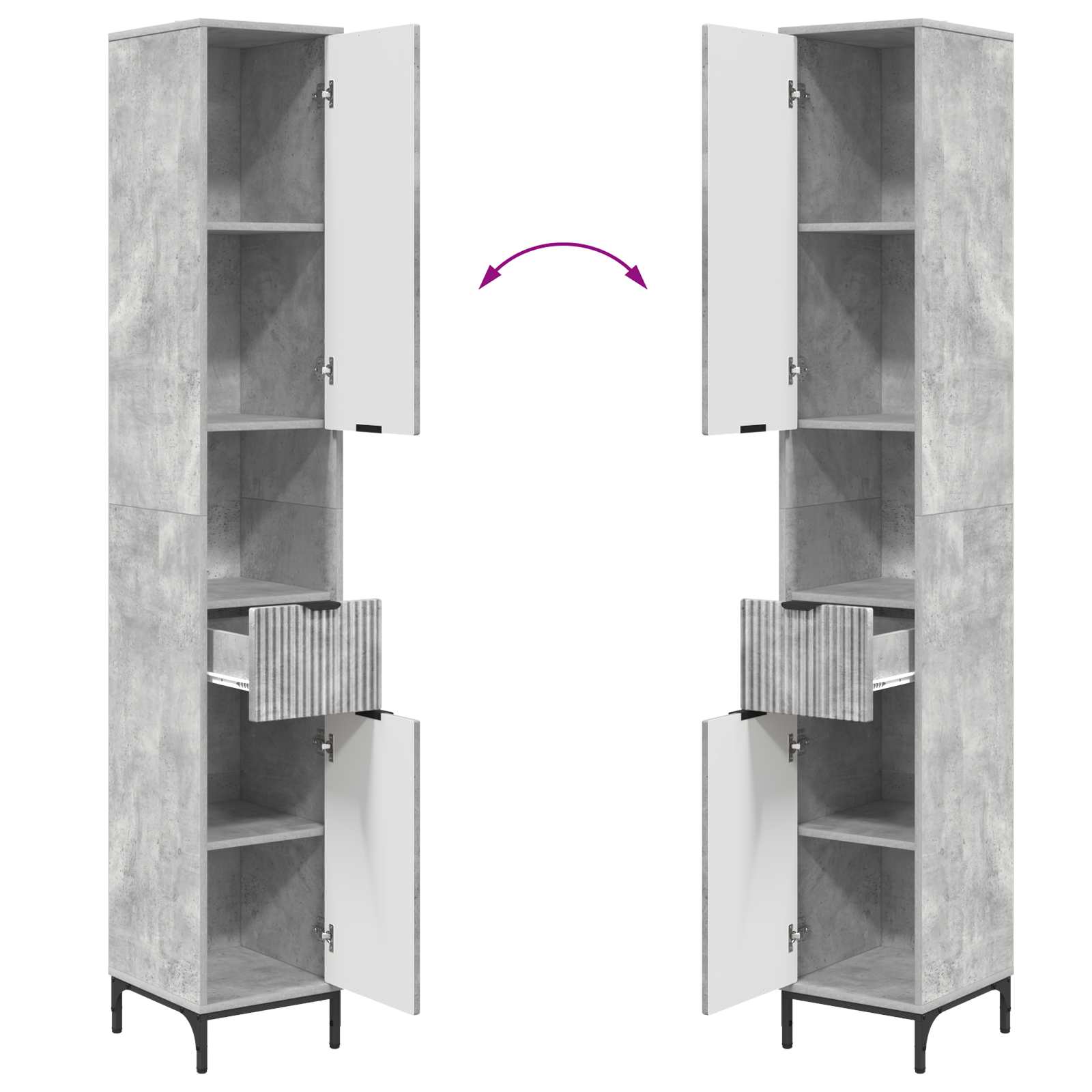 Badezimmerschrank Beton Grau 31,5 x 33 x 190 cm