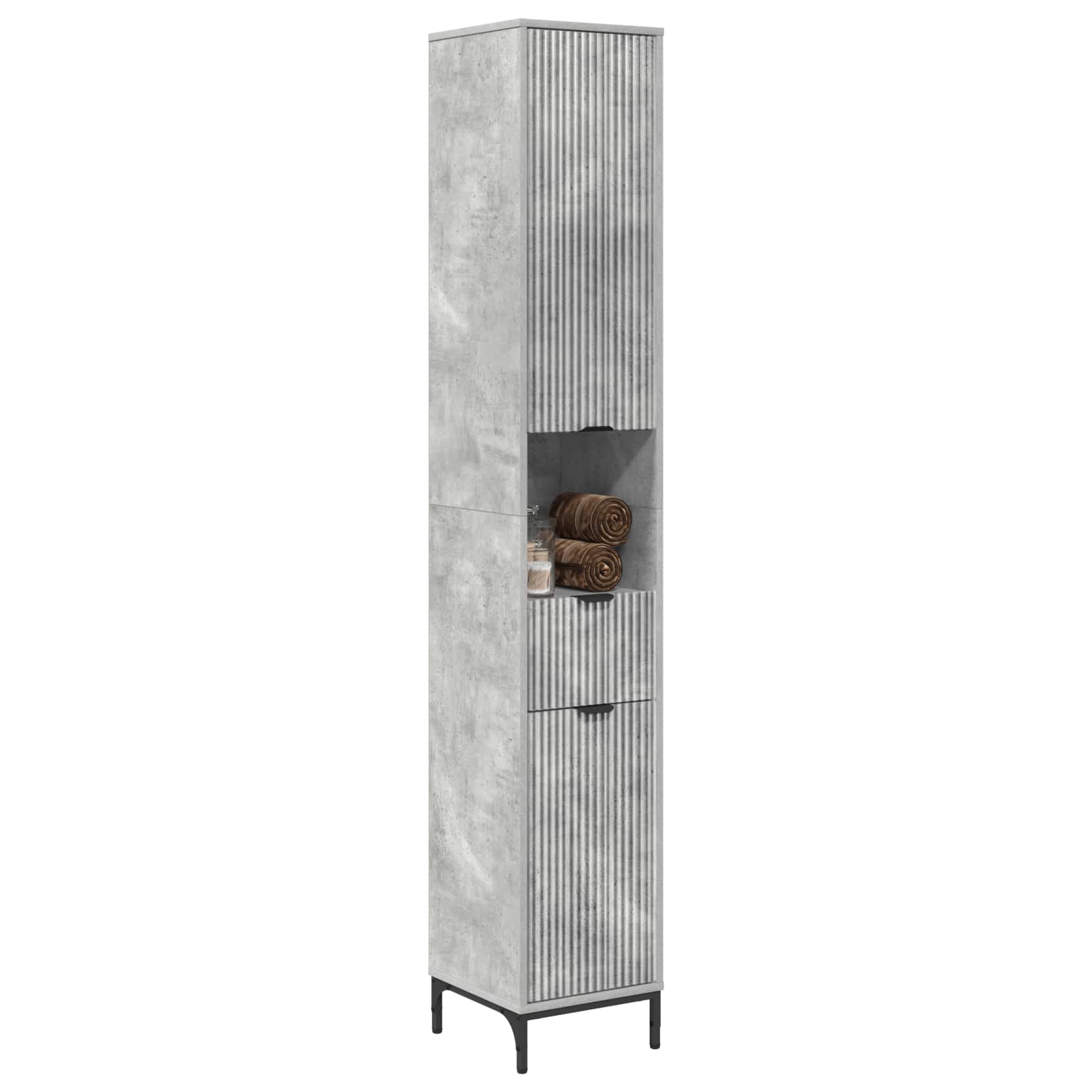 Badezimmerschrank Beton Grau 31,5 x 33 x 190 cm