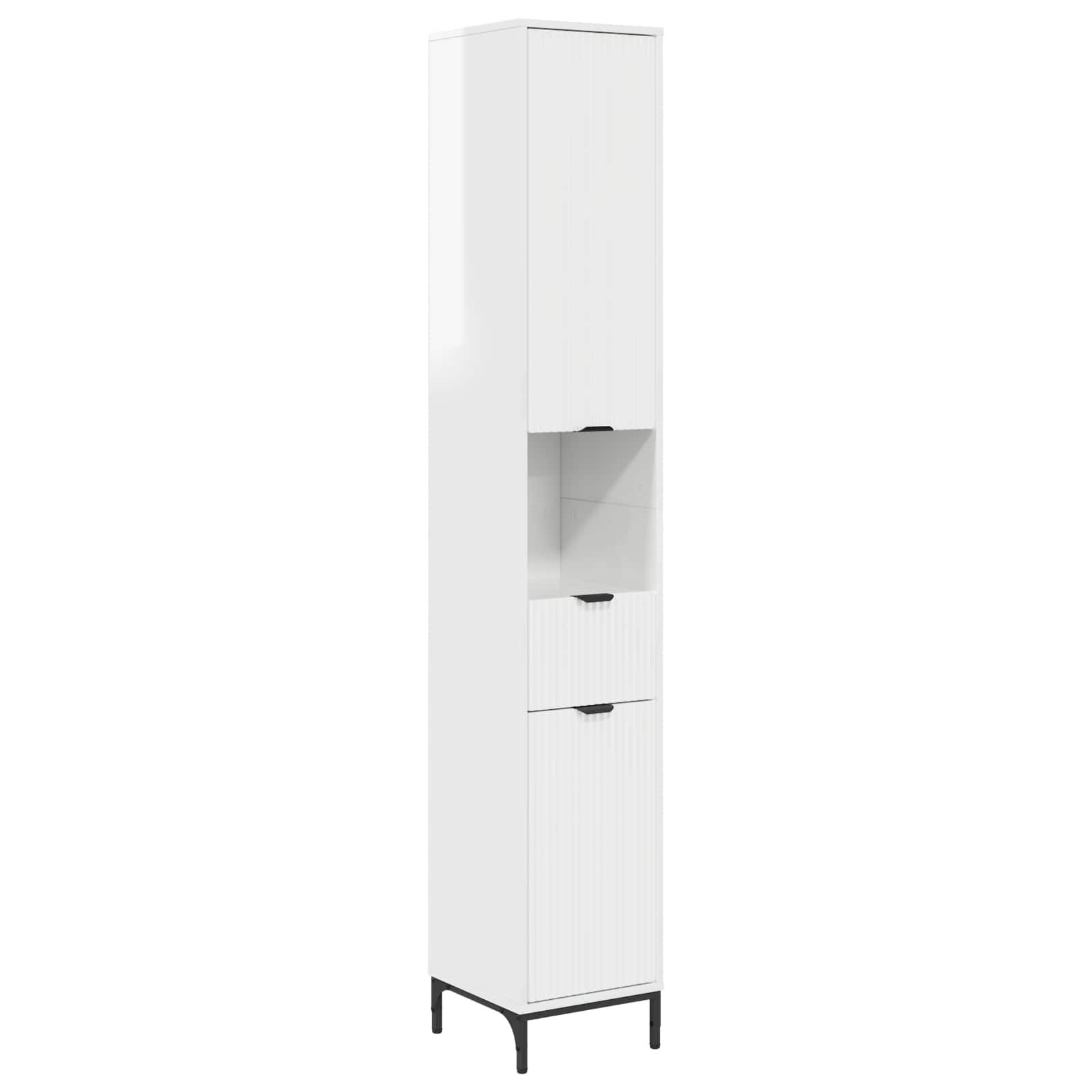 Badezimmerschrank Hochglanz Weiß 31,5 x 33 x 190 cm