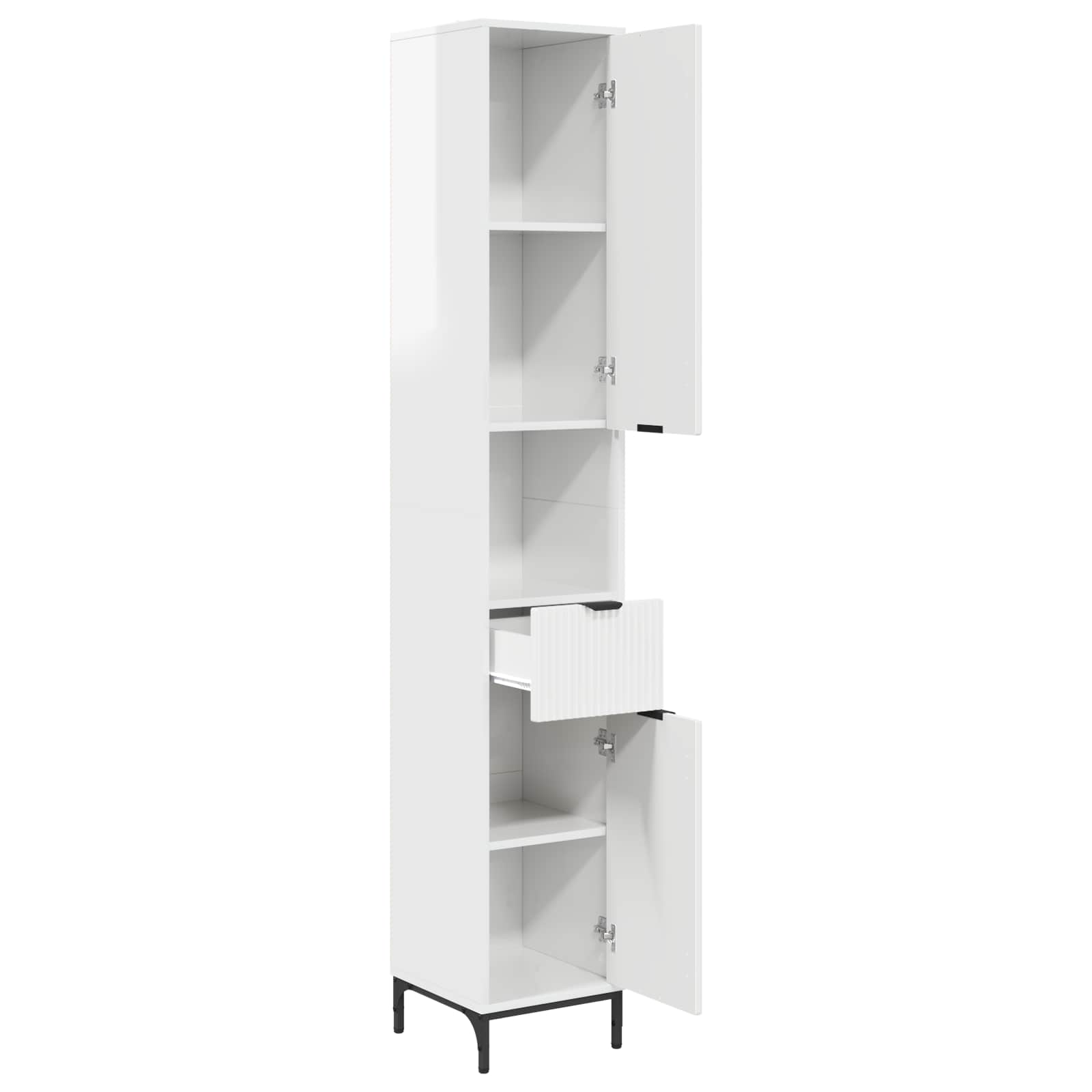 Badezimmerschrank Hochglanz Weiß 31,5 x 33 x 190 cm