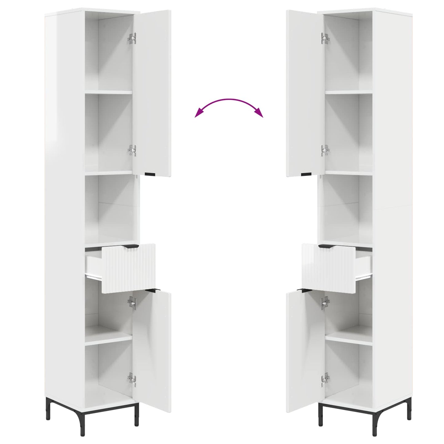 Badezimmerschrank Hochglanz Weiß 31,5 x 33 x 190 cm