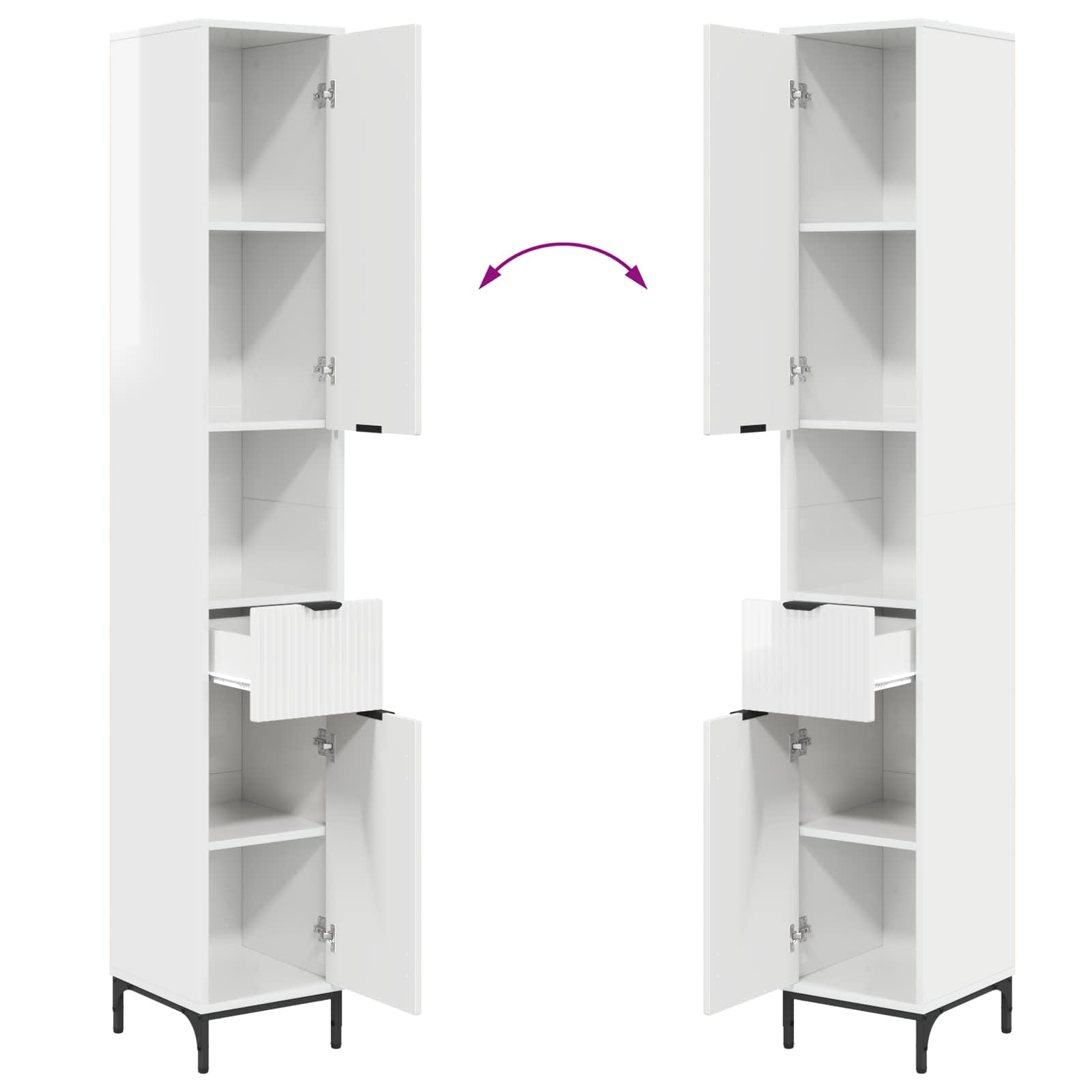 Badezimmerschrank Hochglanz Weiß 31,5 x 33 x 190 cm