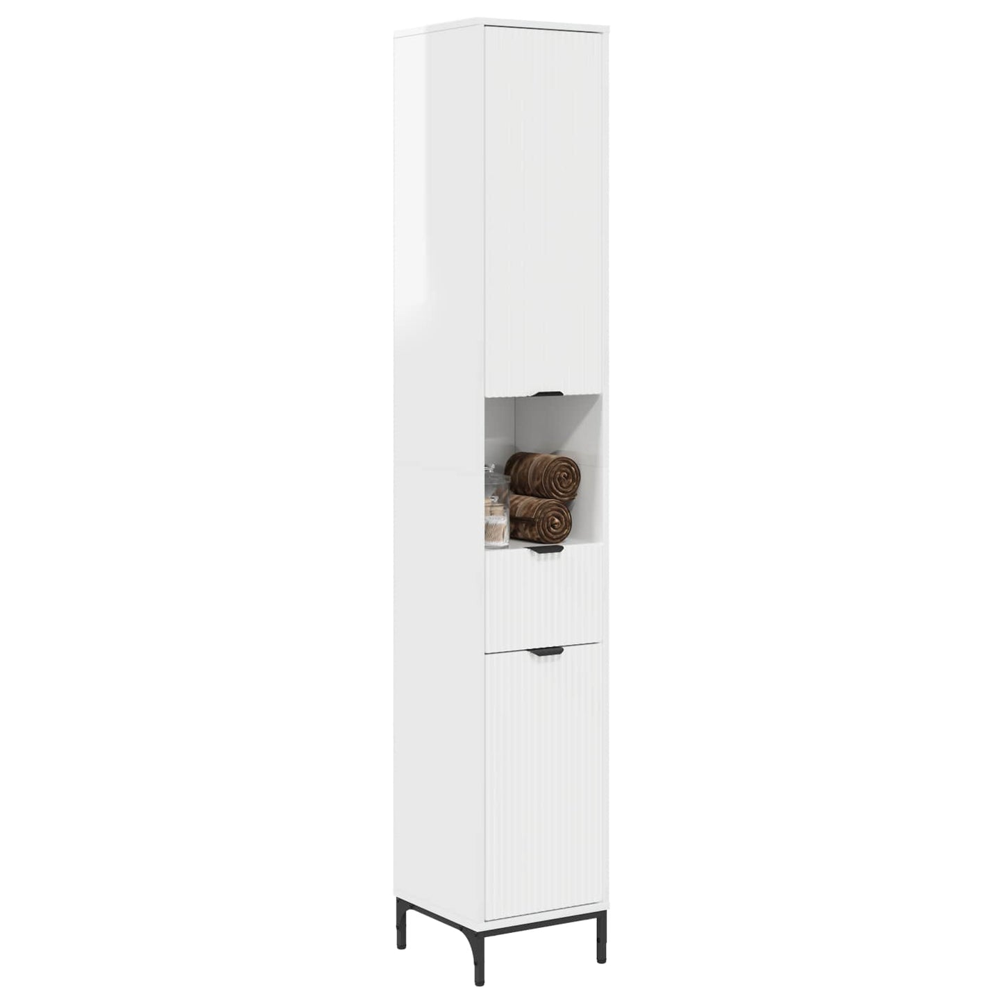 Badezimmerschrank Hochglanz Weiß 31,5 x 33 x 190 cm