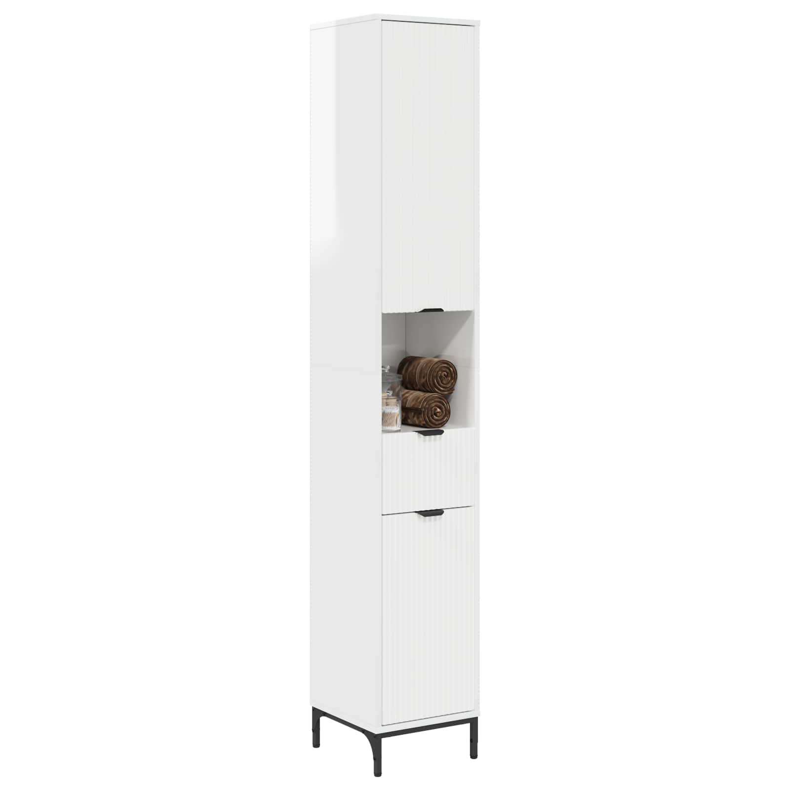 Badezimmerschrank Hochglanz Weiß 31,5 x 33 x 190 cm