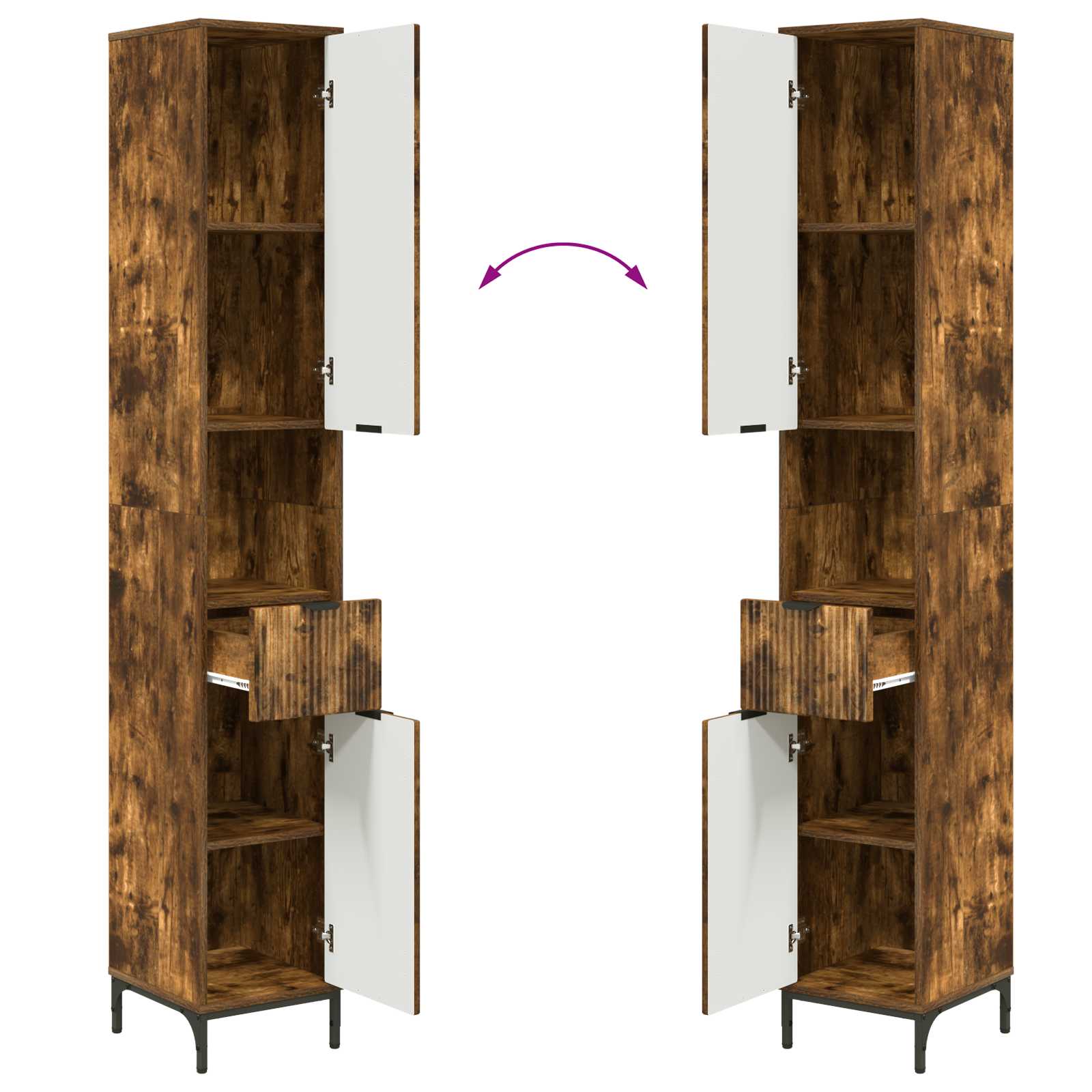 Badezimmerschrank Geräucherte Eiche 31,5 x 33 x 190 cm