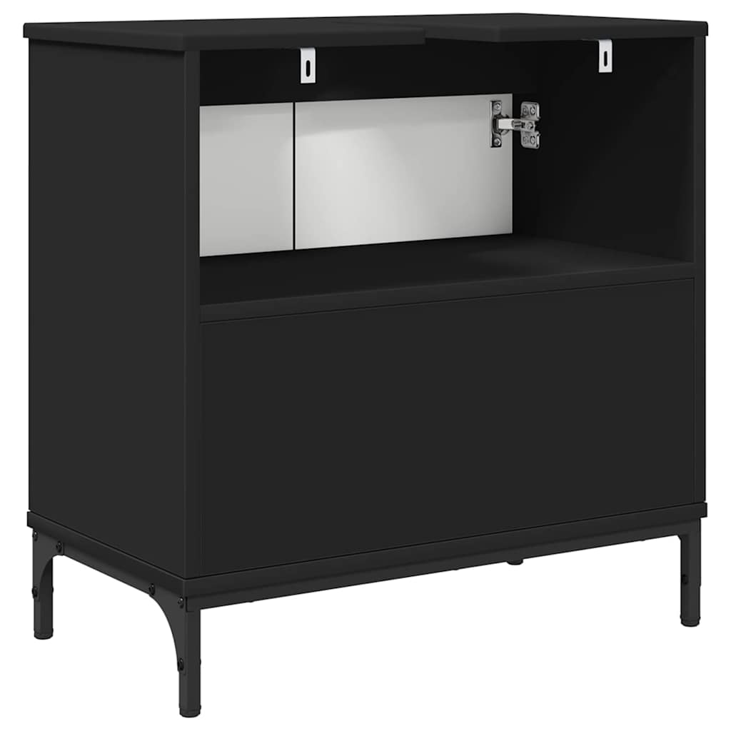 Waschbeckenschrank Schwarz 60,5 x 33,5 x 61 cm Holzwerkstoff
