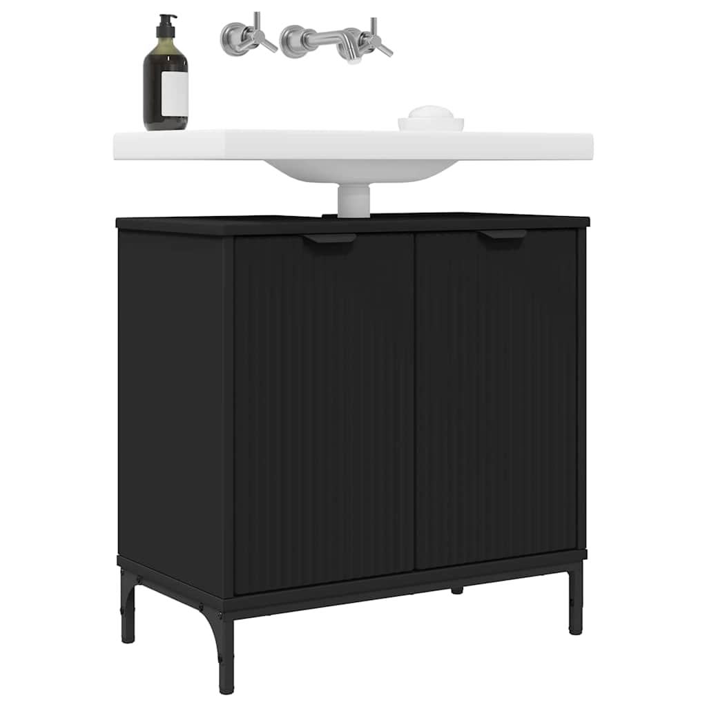 Waschbeckenschrank Schwarz 60,5 x 33,5 x 61 cm Holzwerkstoff