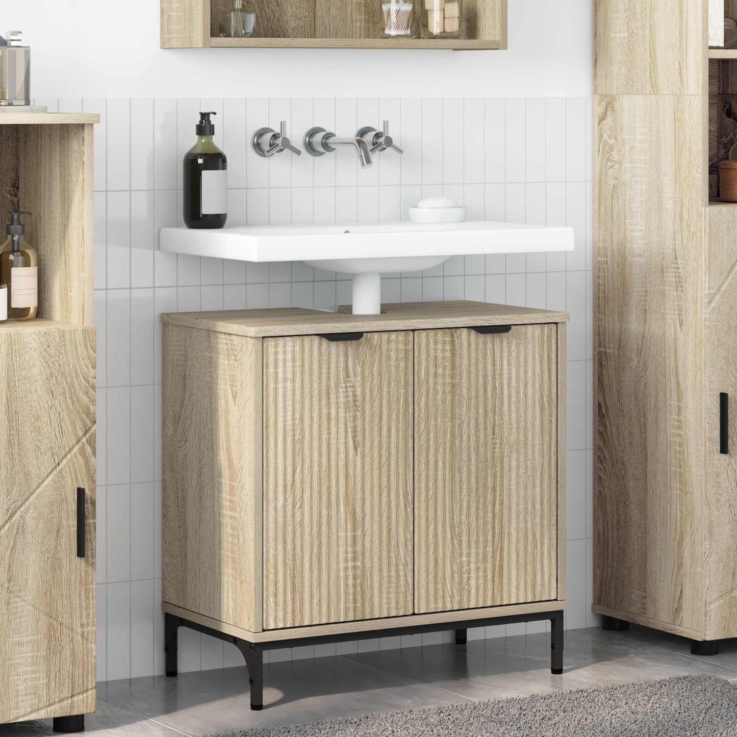 Waschbeckenschrank Sonoma-Eiche 60,5 x 33,5 x 61 cm