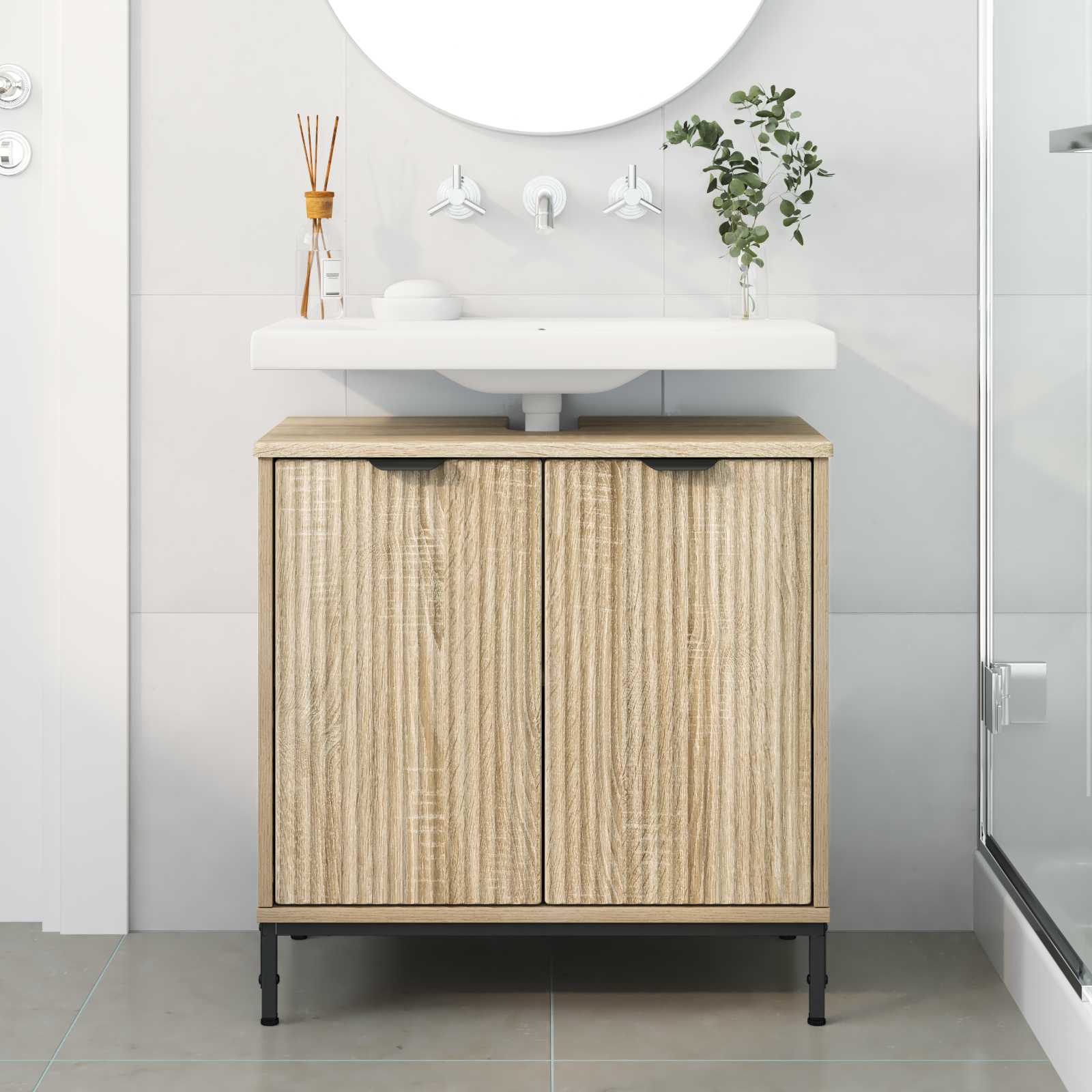 Waschbeckenschrank Sonoma-Eiche 60,5 x 33,5 x 61 cm