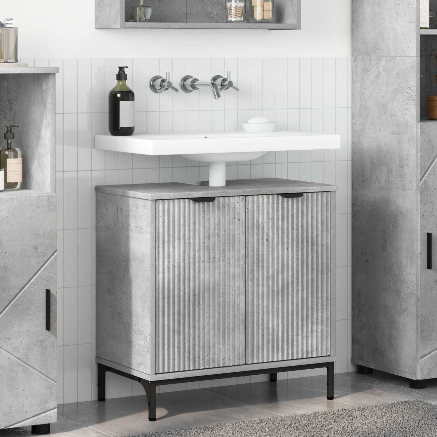Waschbeckenschrank Beton Grau 60,5 x 33,5 x 61 cm Holzwerkstoff
