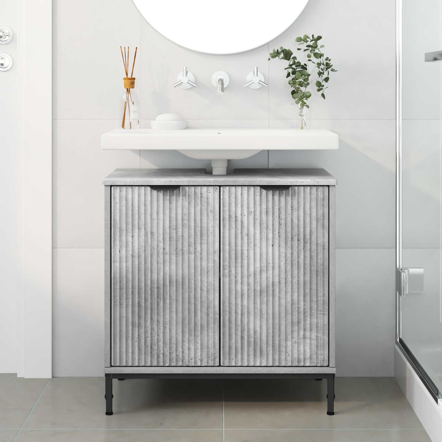 Waschbeckenschrank Beton Grau 60,5 x 33,5 x 61 cm Holzwerkstoff