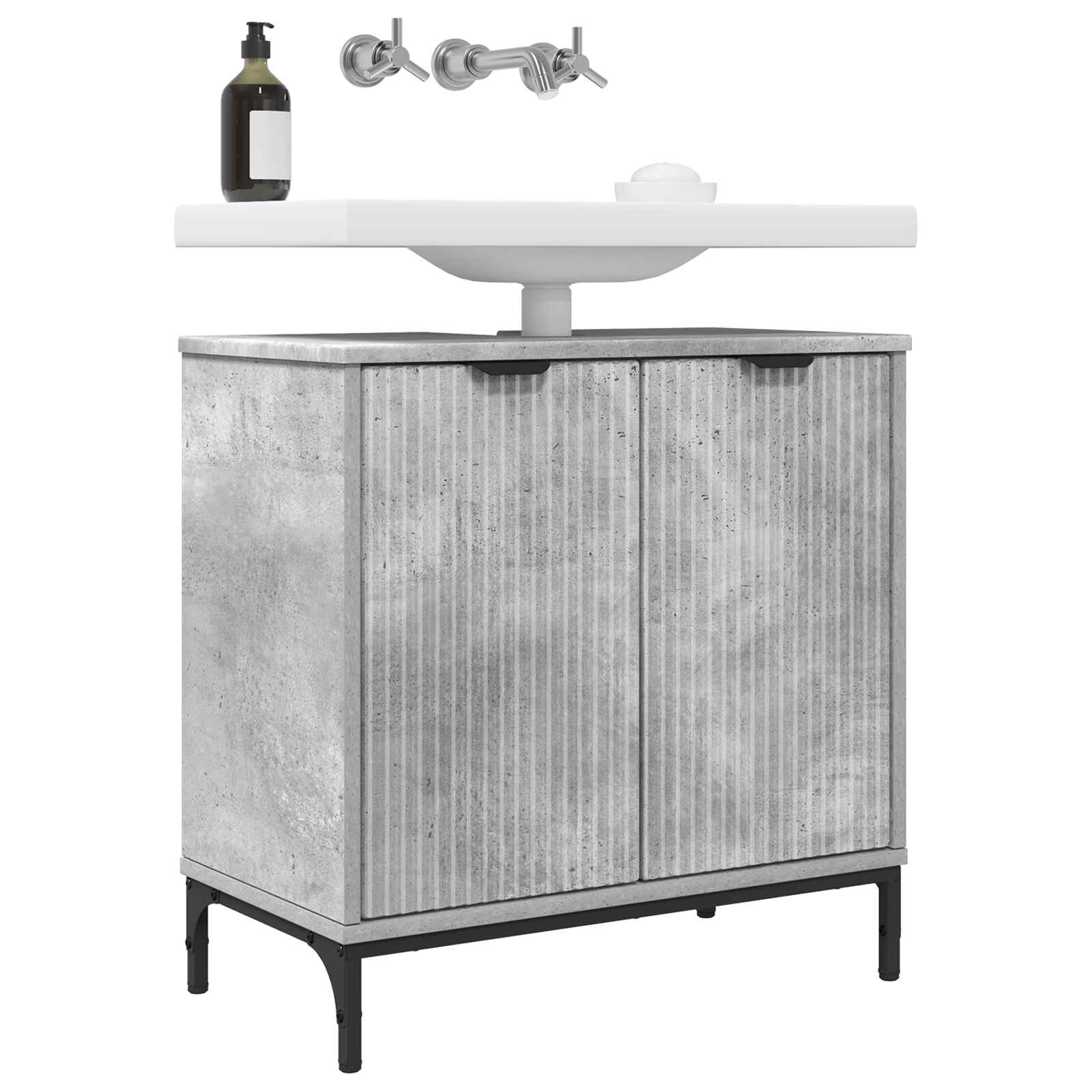 Waschbeckenschrank Beton Grau 60,5 x 33,5 x 61 cm Holzwerkstoff