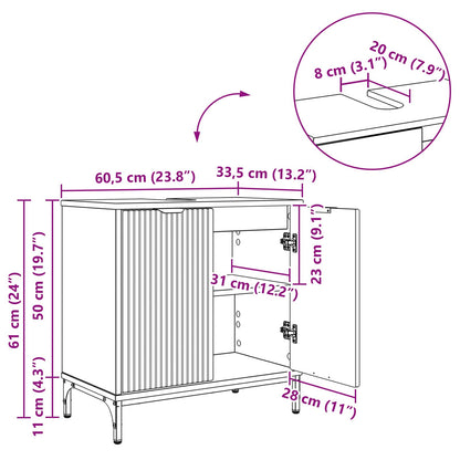Waschbeckenschrank Beton Grau 60,5 x 33,5 x 61 cm Holzwerkstoff