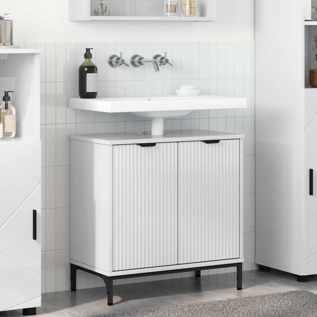Waschbeckenschrank Hochglanz Weiß 60,5 x 33,5 x 61 cm