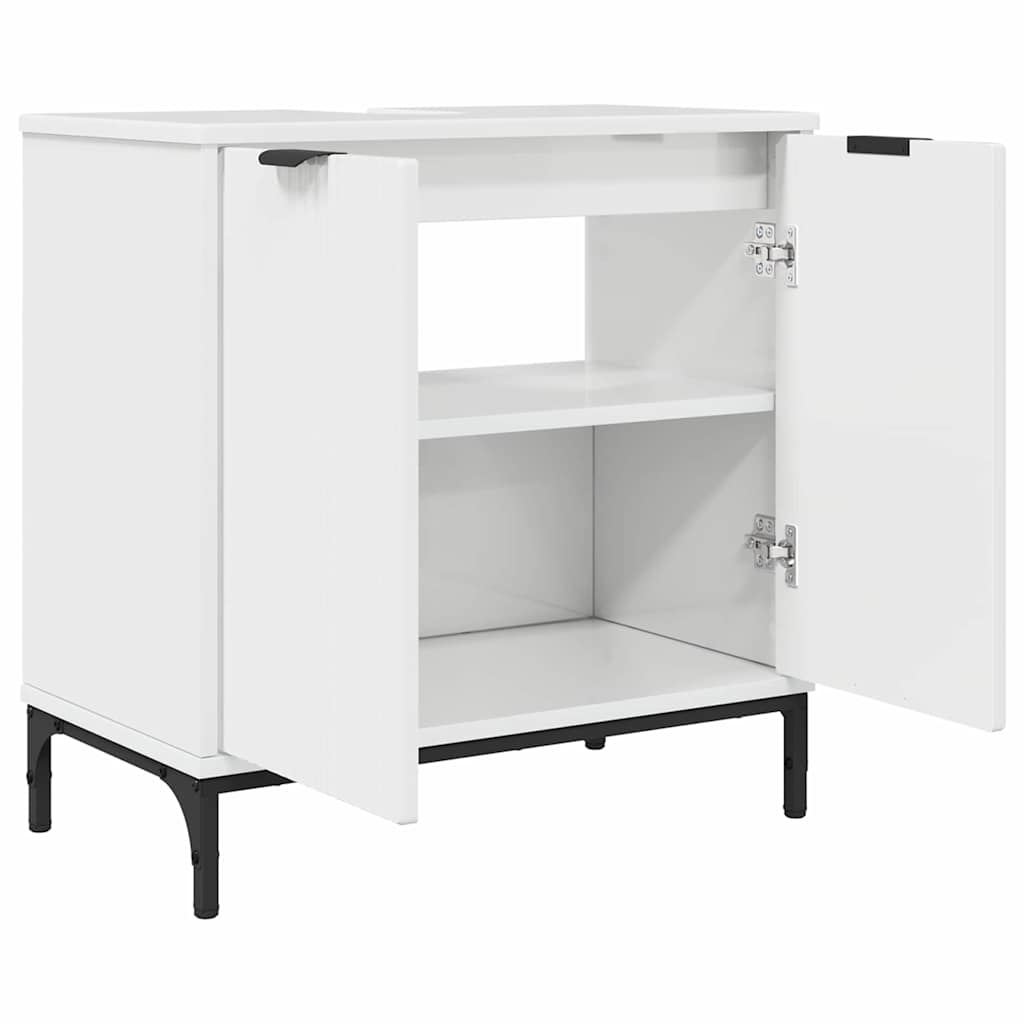 Waschbeckenschrank Hochglanz Weiß 60,5 x 33,5 x 61 cm