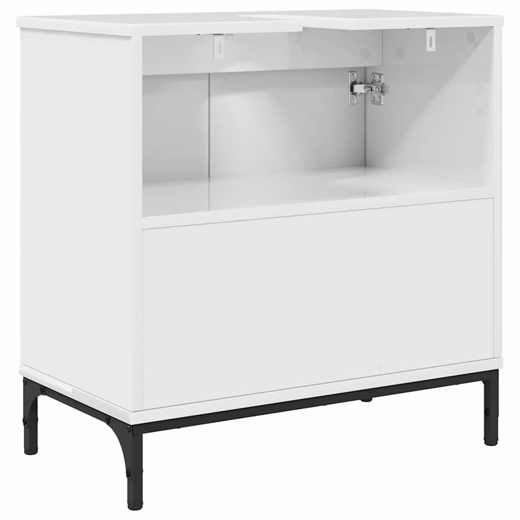 Waschbeckenschrank Hochglanz Weiß 60,5 x 33,5 x 61 cm