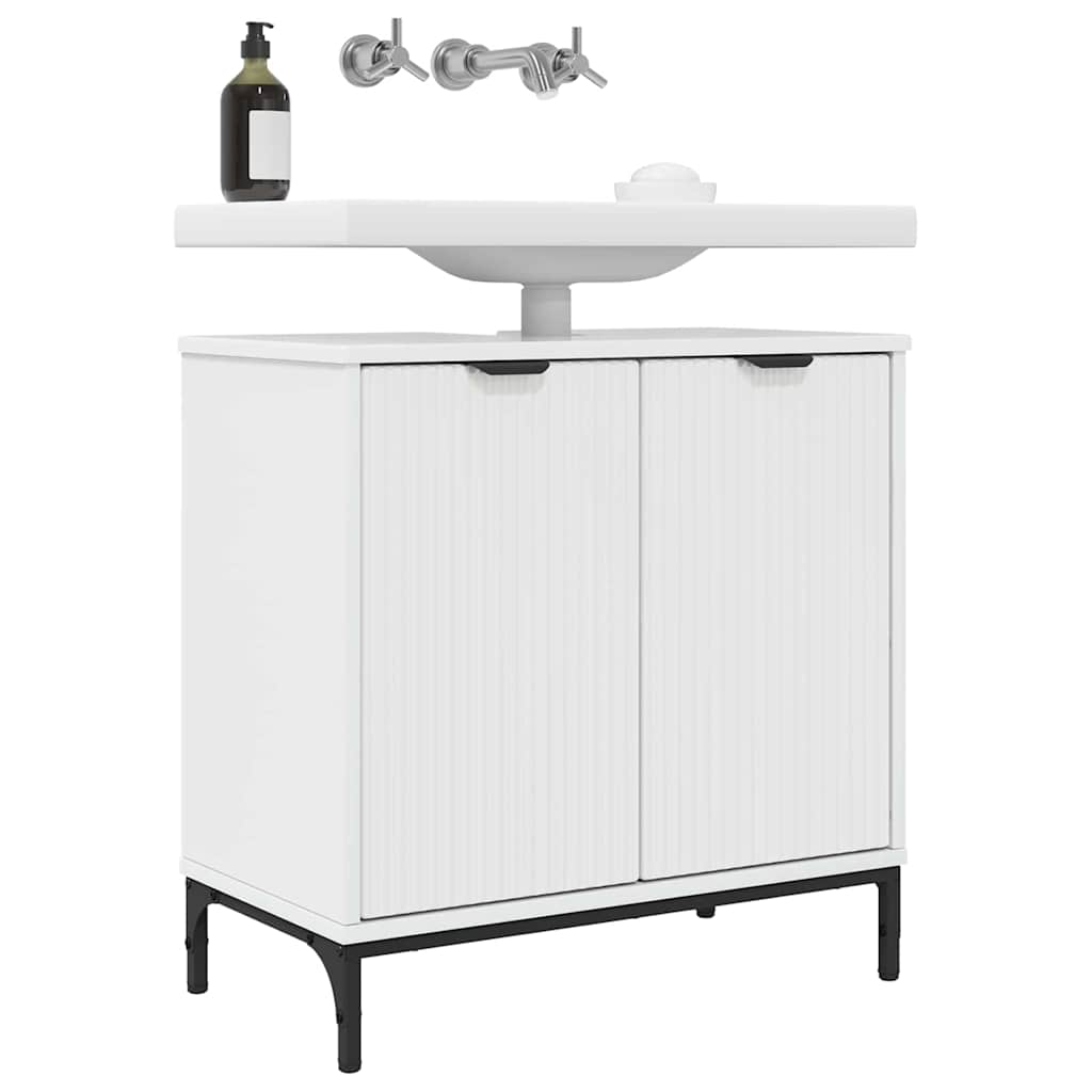 Waschbeckenschrank Hochglanz Weiß 60,5 x 33,5 x 61 cm