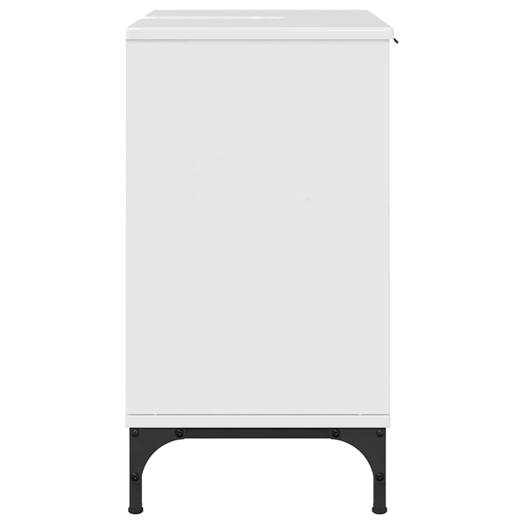 Waschbeckenschrank Hochglanz Weiß 60,5 x 33,5 x 61 cm