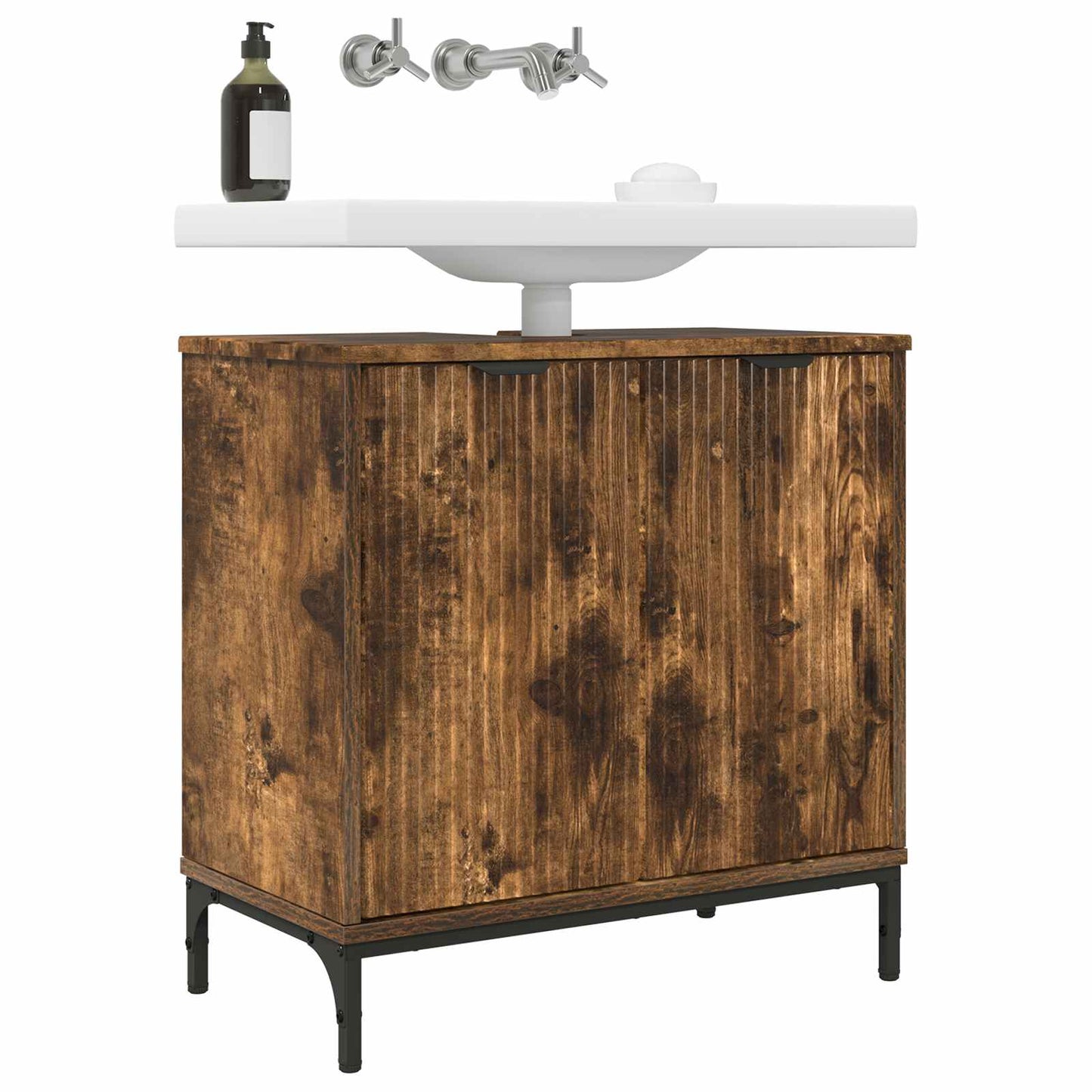 Waschbeckenschrank Geräucherte Eiche 60,5 x 33,5 x 61 cm